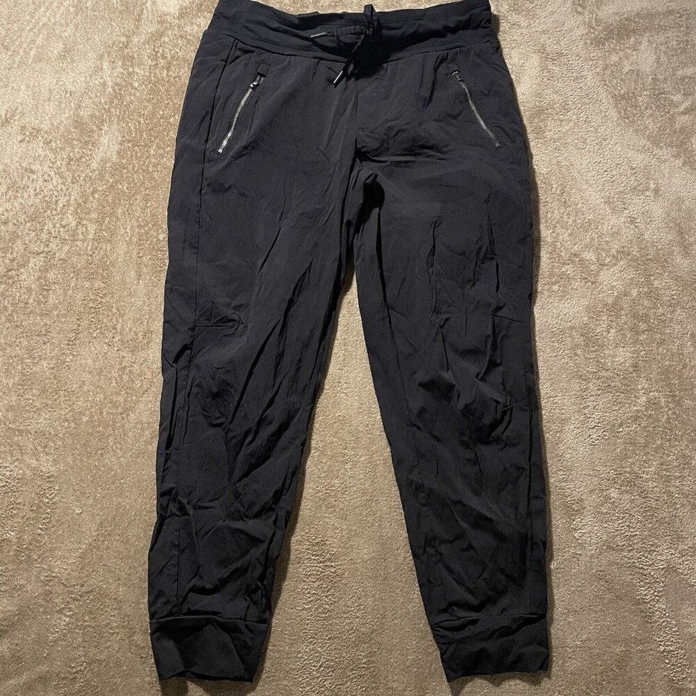 Athleta Joggers Womens 10 Trekkie North Pants  Black Stretch Nylon High Rise Zip